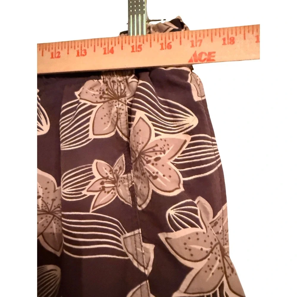 Tommy Bahama Bungalow Brand Mens XL Floral Swim Trunks Plum Brown Nylon Shorts